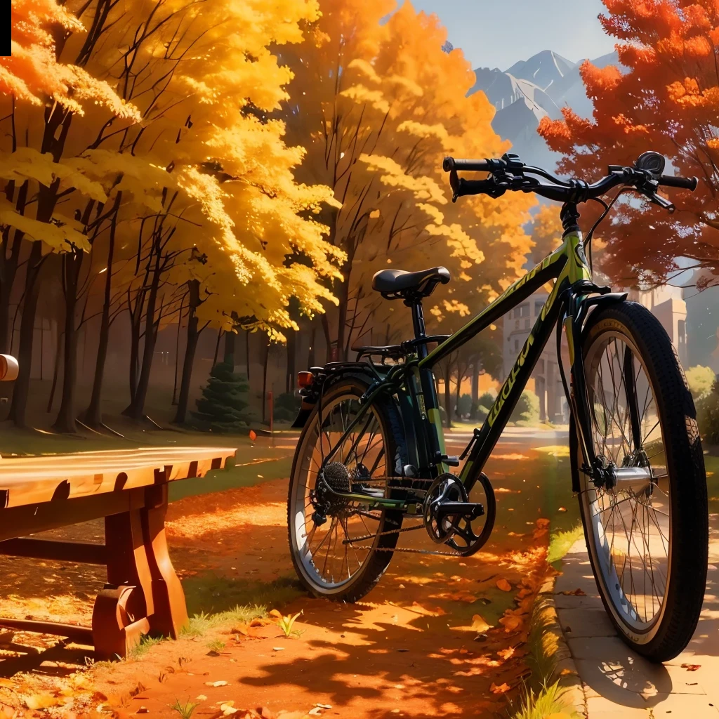 Bike in the sun,shadow of a bicycle