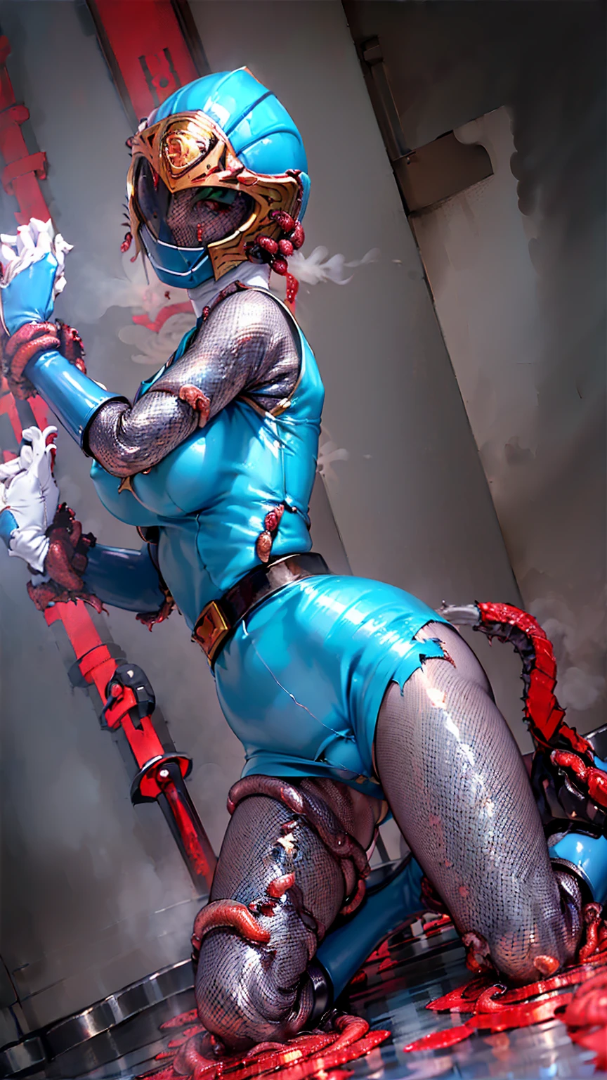 (number々Award-winning masterpiece, Incredible detail, Texture and maximum detail), (Ultra-realistic:1.5), ((One Girl)), alone, ((A full-face helmet that covers the face and hair)), Hurricane Blue, (Thick and intricate lines drawn on the chest:1.1), Suit side lines, belt, the suit is blue、Long gloves and boots are white, Ultra mini skirt, ((Very shiny helmet and suit)), ((3D Helmet)), Distinctive fishnet stockings, Highly detailed CG Unity 8K wallpaper, Tabletop,Highest quality, スーパーAHigh resolution,4K,Super detailed, photograph, 8K, High resolution, Absurd:1.2, 400 for Kodak Port, Film Grain, Lens flare, プロのphotograph撮影, (((Anatomically correct:1.3))), (((Spread your legs:1.4))), F Cup Big, (((Erect nipples:1.4))), (((ovulation:1))), (((Spawning:1.3))), (((Spawning:1.3))), (((Tentacle larva:1.5))), (((The Birth of the Tentacles))), (((Give birth to tentacle babies:1))), (((The tentacles go inside the suit:1.1))), (((Tentacle Training Grounds:1))), (((Many slugs emerge from the crotch:1.1))), (((Violent Rape:1.3))), (((Tentacles squirting sticky milk:1))), (((sticky milk dripping down from crotch:1))), (((Tentacles touch chest or crotch:1))), (((Curly Breasts by Rose Ivy:1))), Pregnant women, Browsing Caution, abduction, imprisonment, Constraints, Desperate, insult, shame, Suit Explosion, Suit destruction, Bullet Impact, Exhausted, resistance, The allure of energy, Obscene, (((Torn Suit:1.5))), (((Spooky Rose Garden, Horror))), Humidity, (((Foggy))), (((close))), (((Low - Angle))), (((Reaching for the sky))), (((Kneeling pose:1.2))), (((Steam coming out of the suit:1.4))), Upper Body