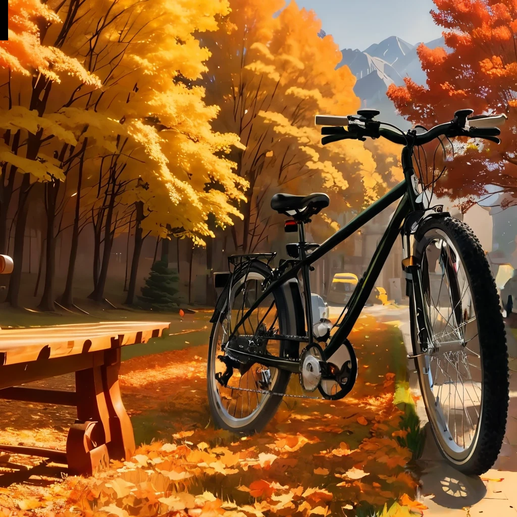 Bike in the sun,shadow of a bicycle
