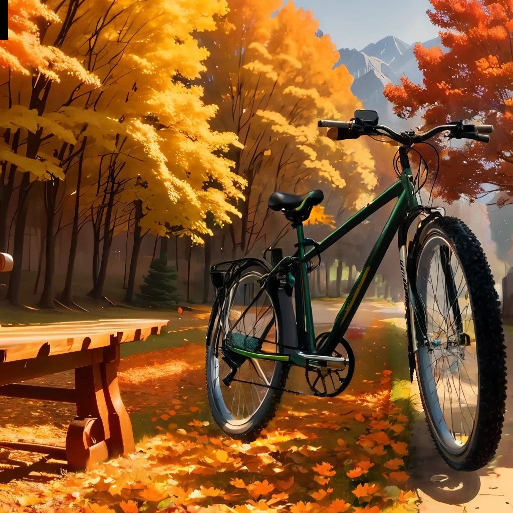 Bike in the sun,shadow of a bicycle