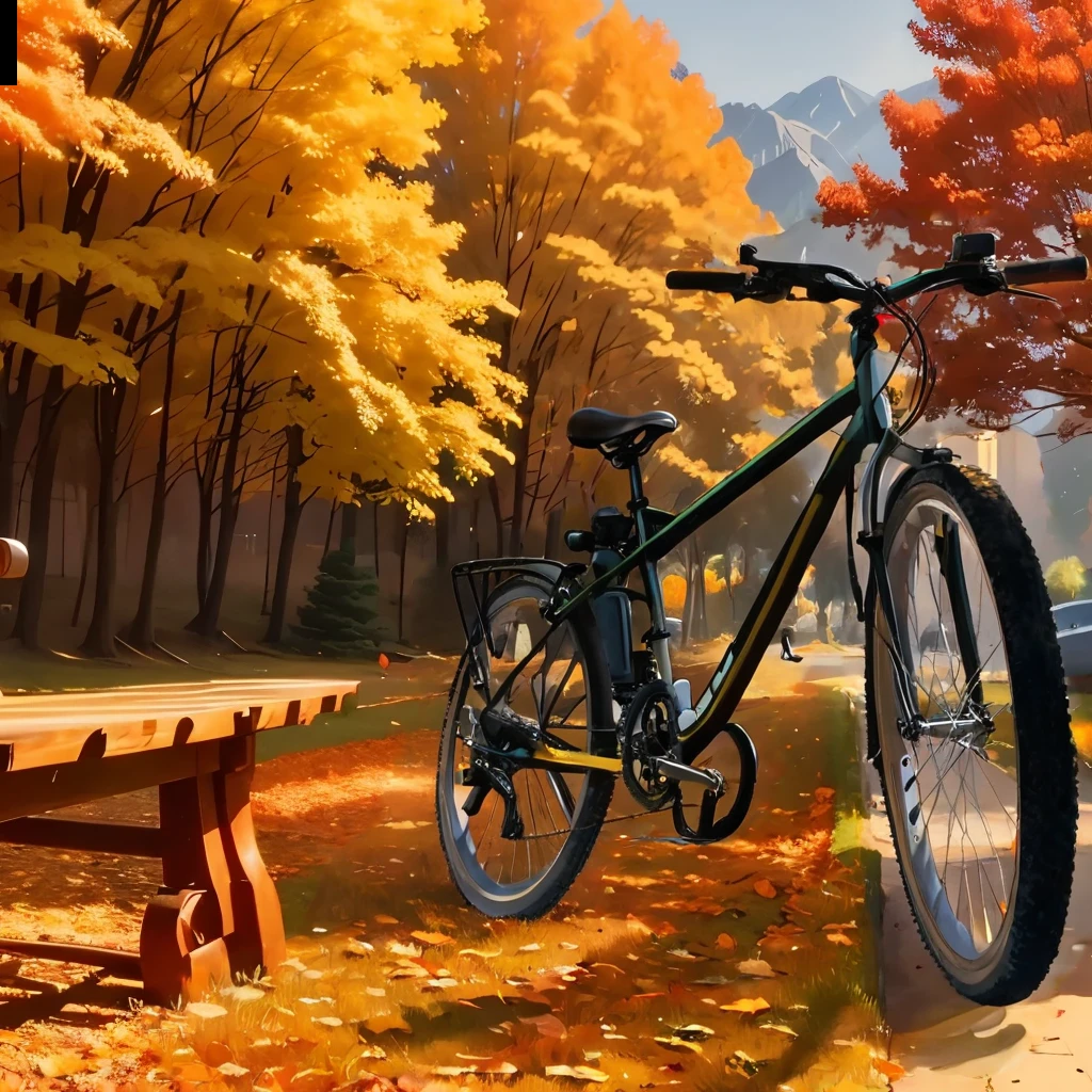Bike in the sun,shadow of a bicycle