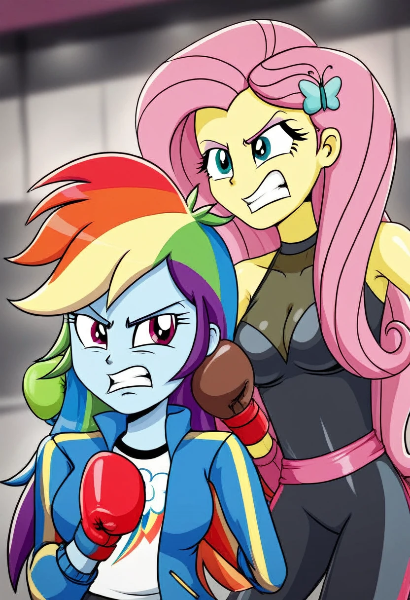 Eqg rainbow dash  bodystocking  boxing angry fluttershy 