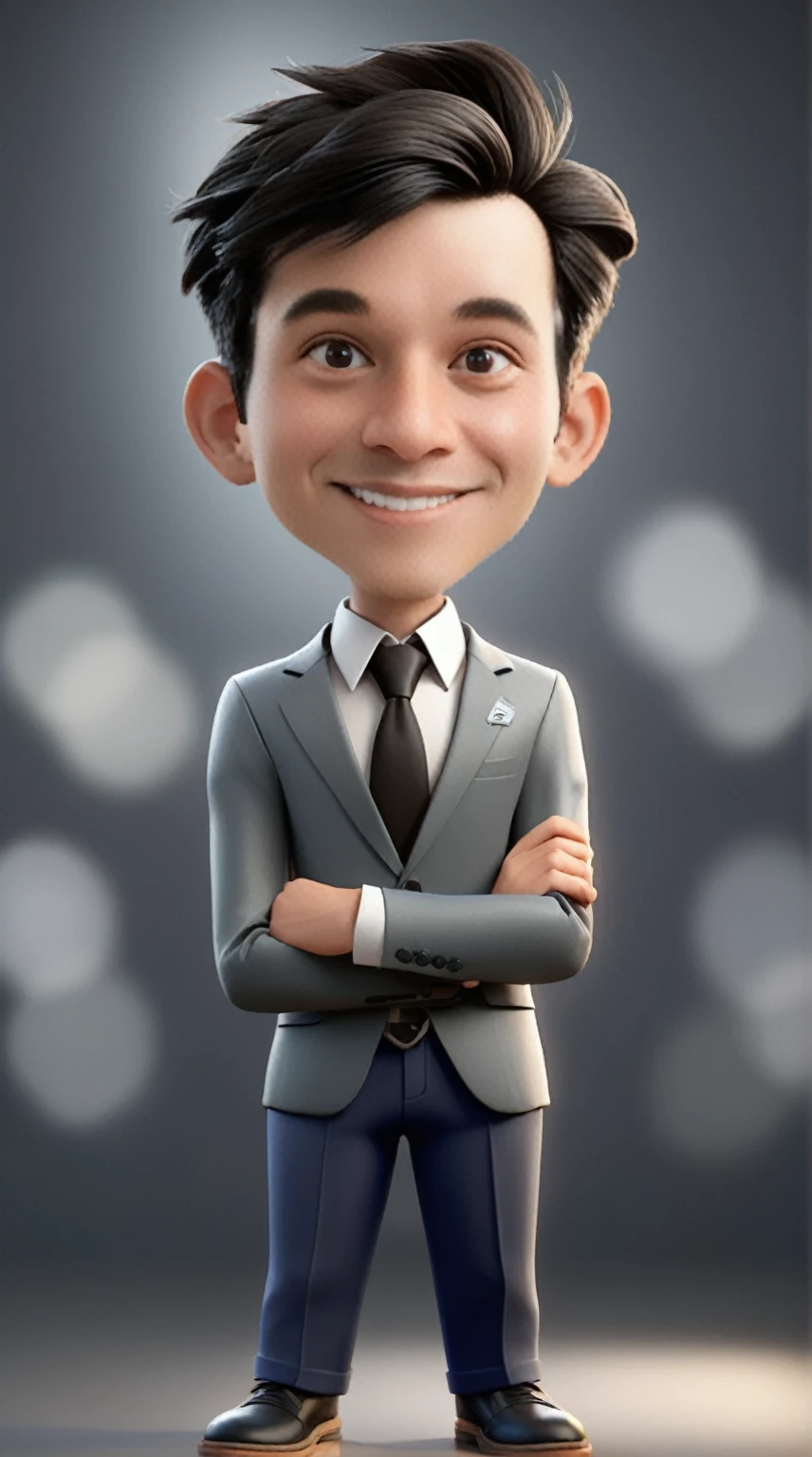 cartoon man in a suit and tie with arms crossed, 3 d demo reel avatar, stylized portrait formal pose, toon render keyshot, for hire 3d artist, cg artist, toon rendering, 3 d character render, 3 d character, 3d character, 3 d render stylized, 3 d artist, semi - realistic render, 2 d render, arnold maya render