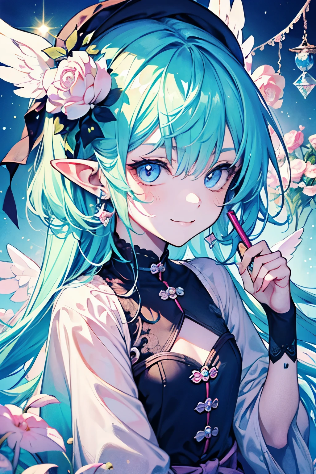 chibi character,Goblin motif,(brush),((cute,kawaii,wonderland)),((pastel color)),((Cute assortment)),(A shameful smile),((Small Corner:1.3)),Shiny DIAMOND hair,(Natural Color),((Angel:1.2)),(Fairytale:1.25).