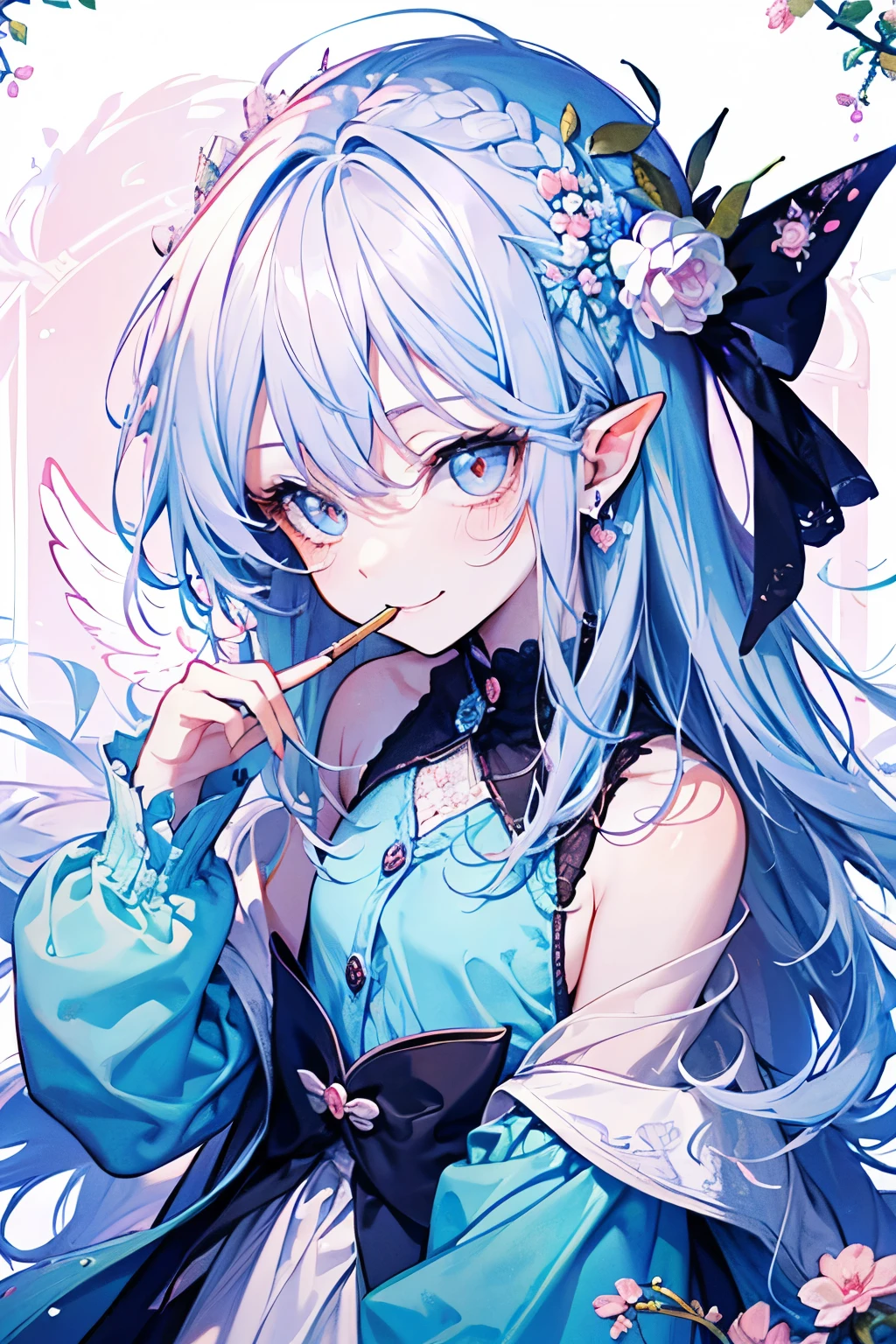 chibi character,Goblin motif,(brush),((cute,kawaii,wonderland)),((pastel color)),((Cute assortment)),(A shameful smile),((Small Corner:1.3)),Shiny DIAMOND hair,(Natural Color),((Angel:1.2)),(Fairytale:1.25).