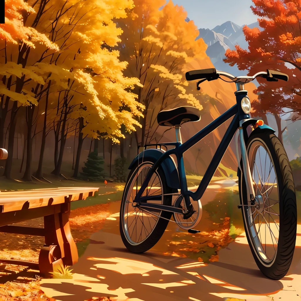 Bike in the sun,shadow of a bicycle