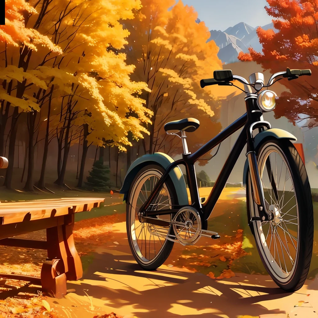 Bike in the sun,shadow of a bicycle