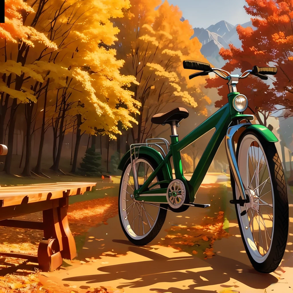 Bike in the sun,shadow of a bicycle