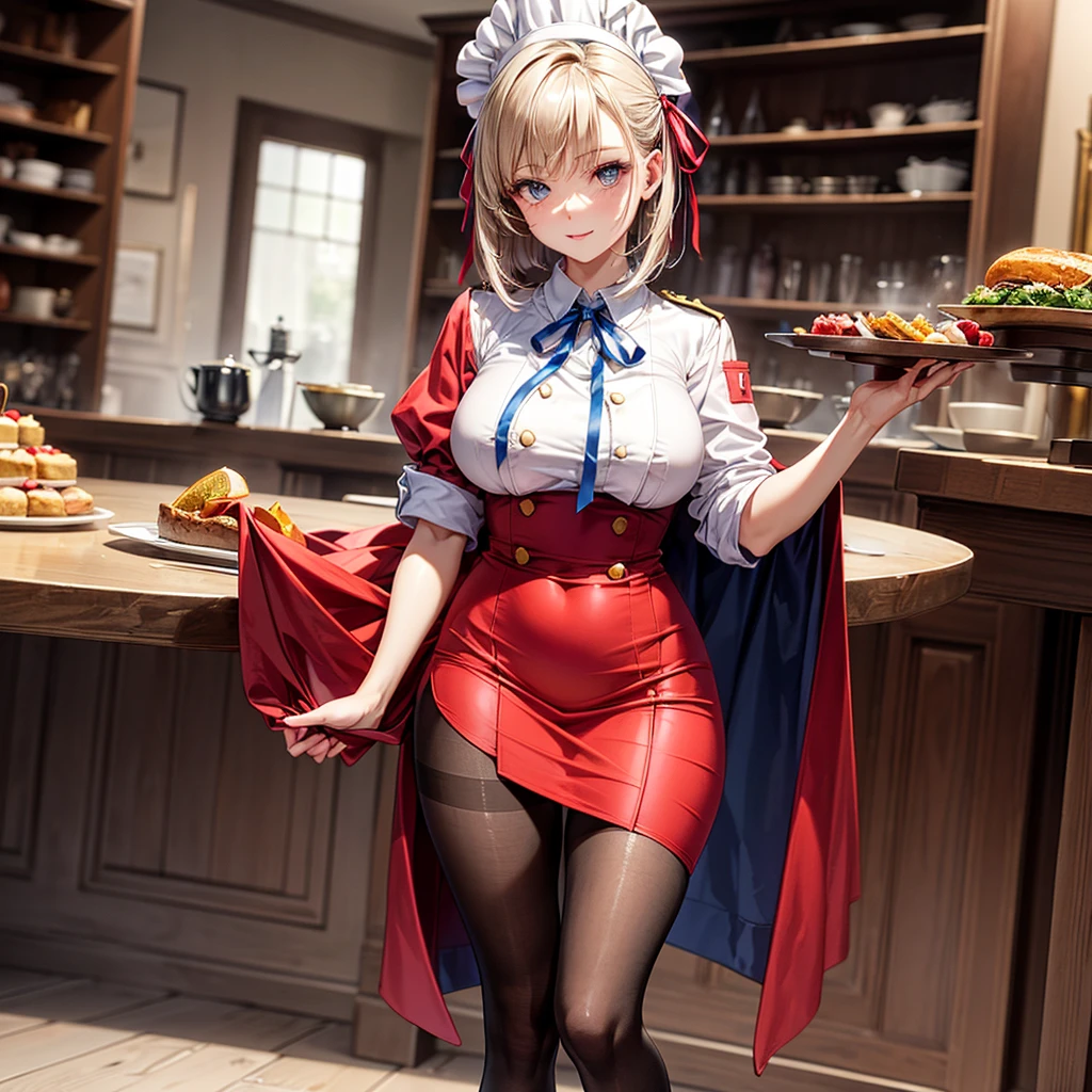 ((8K)), (((assise))), dans un temple, ((pantyhose gris)), ((stockings gris)), ((Chef d'oeuvre)), ((dressed character)), ((bas gris)), ((talons haut)), ((jambes grasses)), ((gros seins)), ((Original clothing)), (qualité d'image très élevée), (finely detailed eyes and detailed face:1.3), (extremely fine and beautiful:1.1), (Perfect details:1.1), short hair, lycoris uniform,ribbon, hair ribbon, red ribbon, bob cut, shirt, red dress, two-tone dress, neck ribbon, blue ribbon, grey dress,
