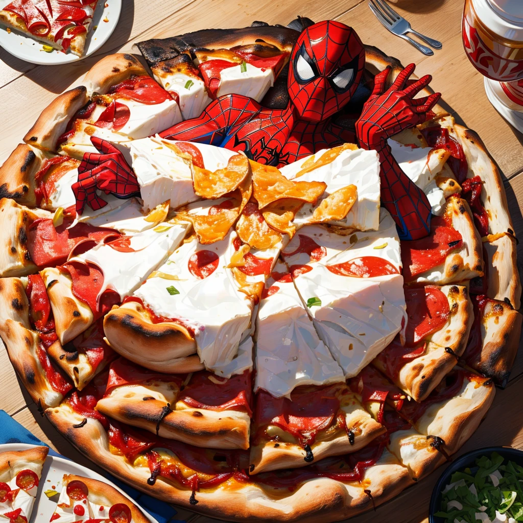 Pizza with Spiderman's face、Spiderman Salami
