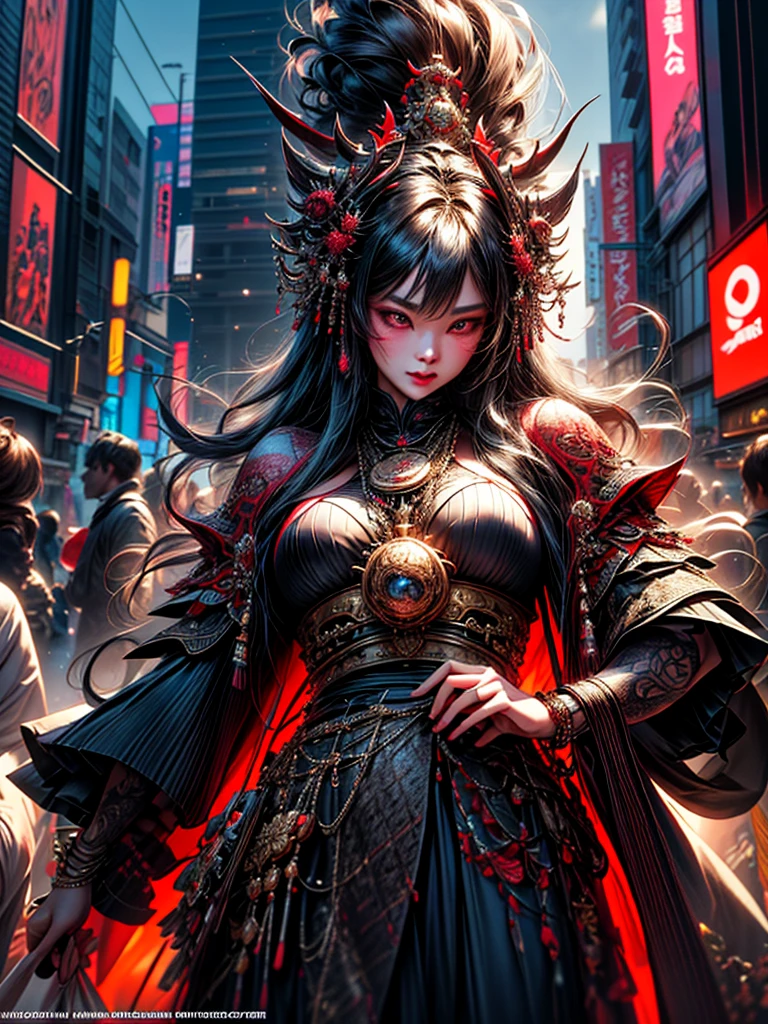 (masterpiece, cinematic photograph capturing the bustling streets of Shibuya, Japan, adorned with a procession of "oni" - traditional Japanese demons, parading through the night under the gaze of the intrigued crowd:1.3), (meticulously composed to convey the dynamic energy of the scene and the mystique of the "oni" creatures:1.2), (the intricate details of the "oni" costumes and the expressions of the people in the crowd adding depth to the visual narrative:1.1), (meticulous attention given to the neon-lit surroundings and the vivid contrast between the "oni" and the modern cityscape:1.1), (the chosen camera, a Canon EOS 5D Mark IV, renowned for its low-light performance, effectively capturing the vibrant atmosphere of the scene:1.1), (paired with a Canon EF 24-70mm f/2.8L II USM lens, allowing for versatility and sharpness in the wide-angle composition:1.1), (a portrayal that evokes a sense of enchantment and cultural fusion in the heart of a bustling city:1.1), (an image that invites viewers to immerse themselves in the urban fantasy and explore the intersection of tradition and modernity:1.1), (an artwork that encapsulates the vibrant nightlife of Shibuya and the captivating allure of the "oni" parade:1.1), (an invitation to witness a unique blend of myth and reality, captured in a cinematic frame:1.1), (a photographic journey that transports the audience to the lively streets of Tokyo's most iconic district:1.1)), Cinematic, Hyper-detailed, insane details, Beautifully color graded, Unreal Engine, DOF, Super-Resolution, Megapixel, Cinematic Lightning, Anti-Aliasing, FKAA, TXAA, RTX, SSAO, Post Processing, Post Production, Tone Mapping, CGI, VFX, SFX, Insanely detailed and intricate, Hyper maximalist, Hyper realistic, Volumetric, Photorealistic, ultra photoreal, ultra-detailed, intricate details, Super detailed, Full color, Volumetric lightning, HDR, Realistic, Unreal Engine, 16K, Sharp focus, Octane render