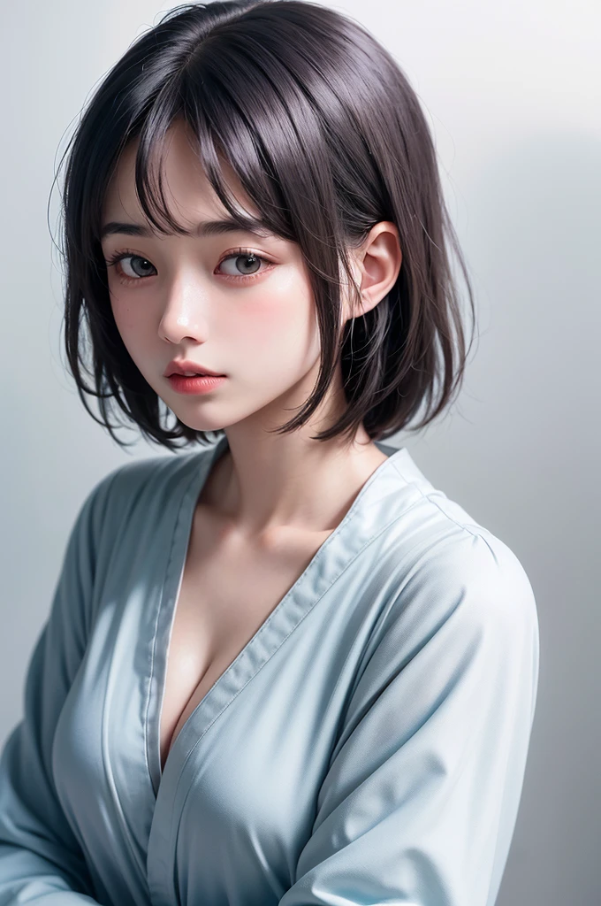 (1 nogizaka girl,15years old face,raw photo,photo realistic:1.5),(best quality, high quality,HDR, highest quality,ultra high resolution,high resolution,high res,ultra high difinition,huge file size,8K,2K wallpaper,8K wallpaper,high quality texture,amazing,an extremely delicate:1.4),one girl, Japanese famous idol,cute face,small face,absurd,ridiculous,incredibly ridiculous,blurry background,(hanfu,short hair,cleavage,no makeup:1.2),medium skin,beautiful skin,detailed skin,black hair,silky hair,black eyes,Japanese nose,5-fingers,(Light Particles, Lens Flare, Luminous Particles: 0.7),looking at viewer,bright lighting,professional lighting,girl