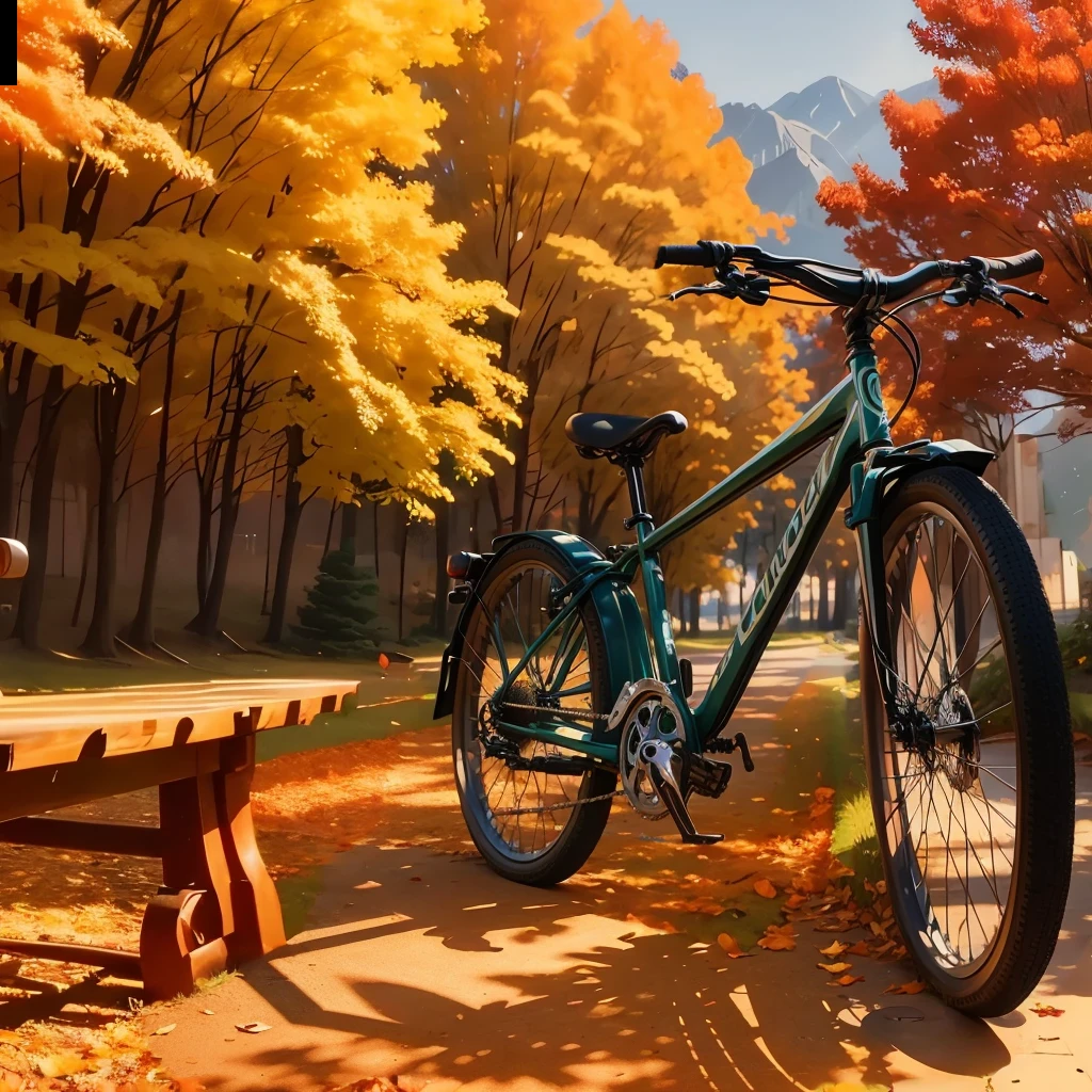 Bike in the sun,shadow of a bicycle