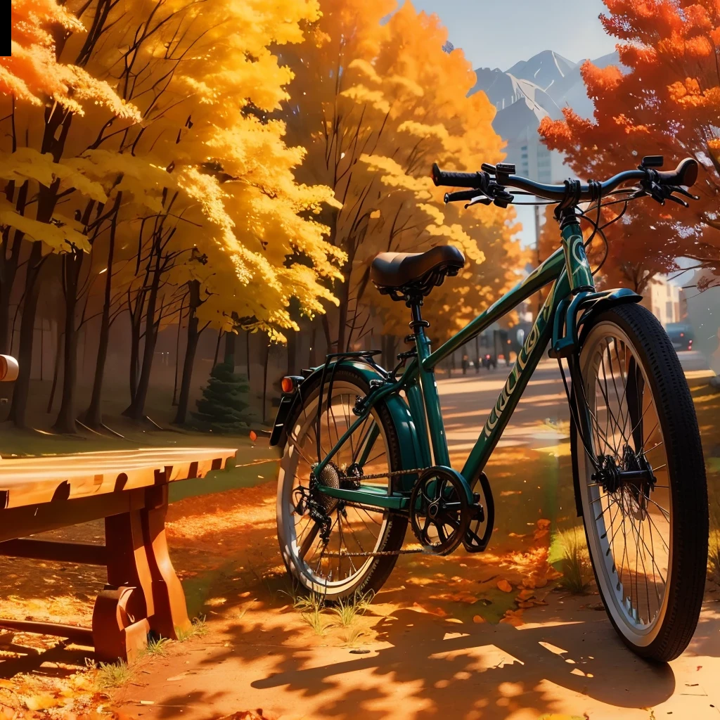 Bike in the sun,shadow of a bicycle