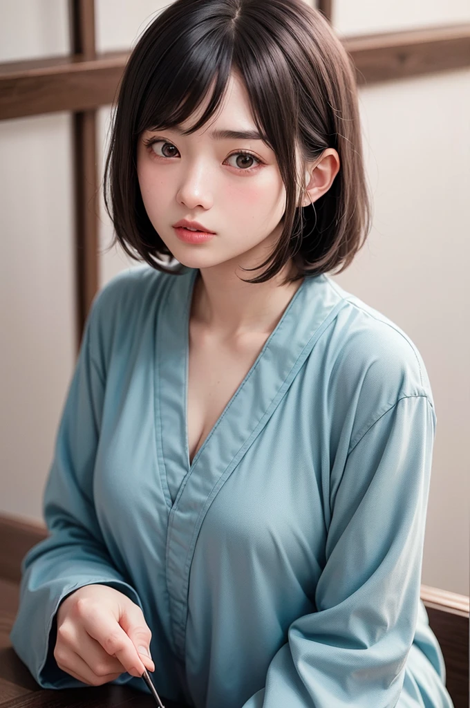 (1 nogizaka girl,15years old face,raw photo,photo realistic:1.5),(best quality, high quality,HDR, highest quality,ultra high resolution,high resolution,high res,ultra high difinition,huge file size,8K,2K wallpaper,8K wallpaper,high quality texture,amazing,an extremely delicate:1.4),one girl, Japanese famous idol,cute face,small face,absurd,ridiculous,incredibly ridiculous,blurry background,(hanfu,short hair,cleavage,no makeup:1.2),medium skin,beautiful skin,detailed skin,black hair,silky hair,black eyes,Japanese nose,5-fingers,(Light Particles, Lens Flare, Luminous Particles: 0.7),looking at viewer,bright lighting,professional lighting,girl