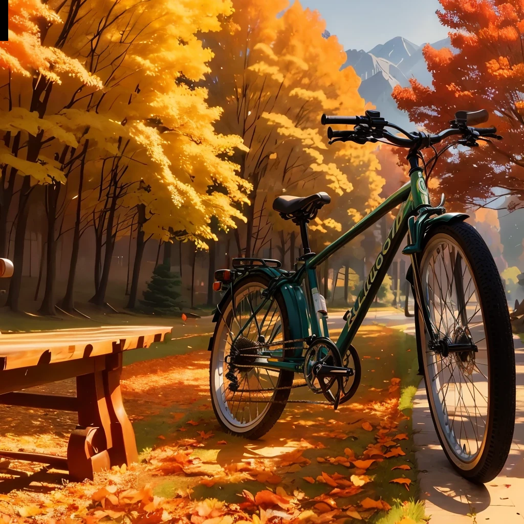 Bike in the sun,shadow of a bicycle