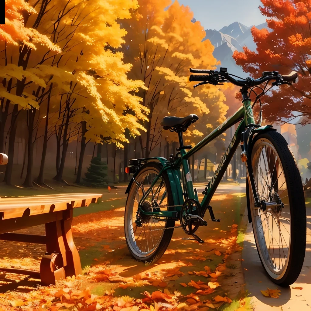 Bike in the sun,shadow of a bicycle