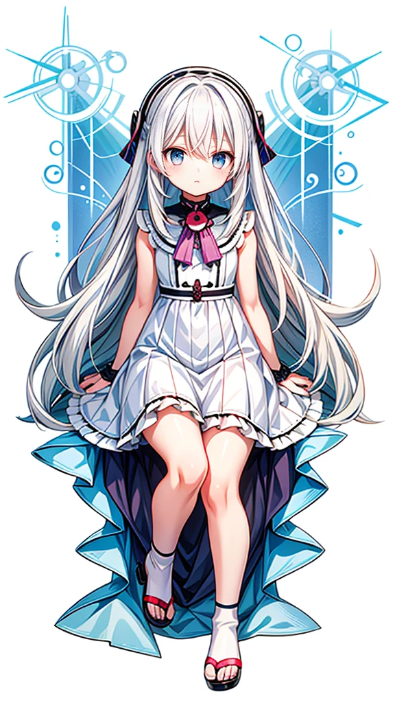 anime girl sitting on a bed with her legs crossed, perfect white haired girl, white haired, white-haired, beautiful anime girl squatting, cute anime girl, seductive anime girl, girl with white hair, (anime girl), attractive anime girl, ,  in dress, white haired lady, anime girl, pretty anime girl, kantai collection style