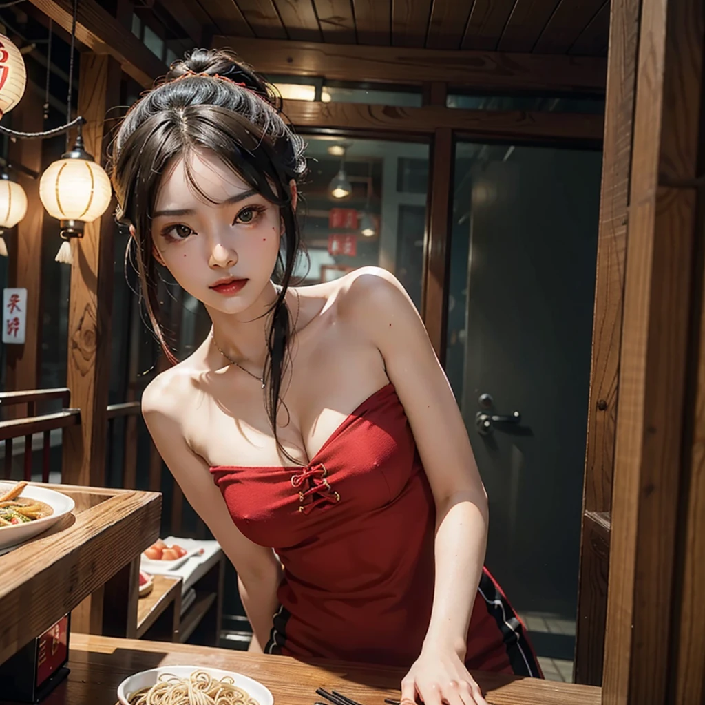 Tabletop, highest quality, figure, Super detailed, finely, High resolution, background'8k screen, Perfect dynamic composition, Beautiful Detailed Eyes, Natural Lip, Tank top, Large Breasts, Cleavage, whole body, Belly button slip, Random sexy poses,((Superior Quality、8k、Head'artwork:1.3))、sharpness:1.2、Beautiful woman with perfect style:1.4、Slim Abs:1.2、((Dark brown hair、Big Tits:1.2))、(Soft natural light、City Street:1.1)、Highly detailed face and skin texture、Detailed Eyes、Double Popierre、Sexy secretary in a tight mini skirt、A slight smile、Open shirt、Sexy Costumes, Realistic