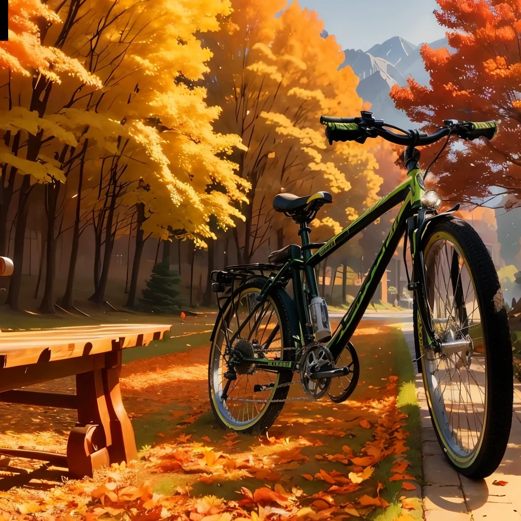 Bike in the sun,shadow of a bicycle