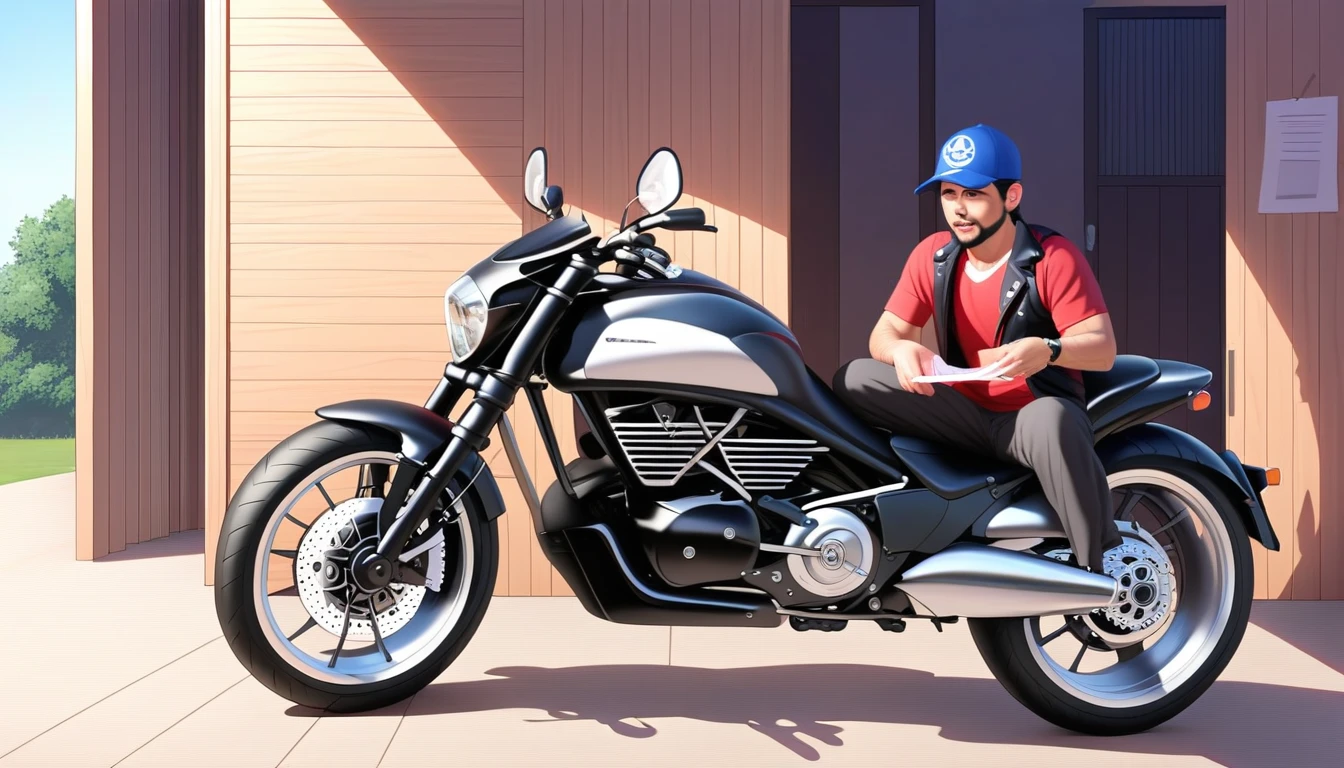 score_9, score_8_up, score_7_up, source_photo, photography, photorealistic, detailed, rating safe, front view, very wide shot, a motorcycle holding delivery box runs in the town, rider is a middle aged man wearing cook clothes, masterpiece, best quality, 8k,