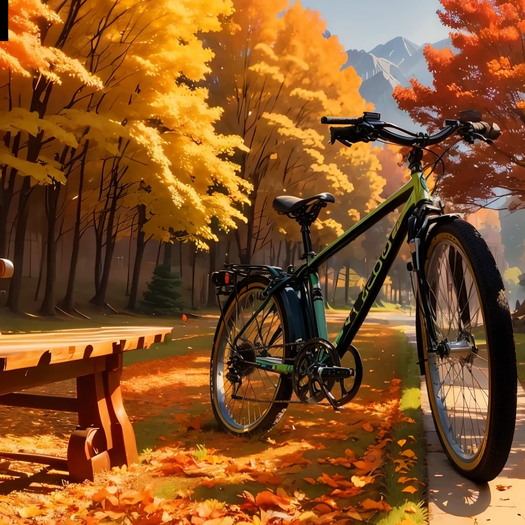 Bike in the sun,shadow of a bicycle