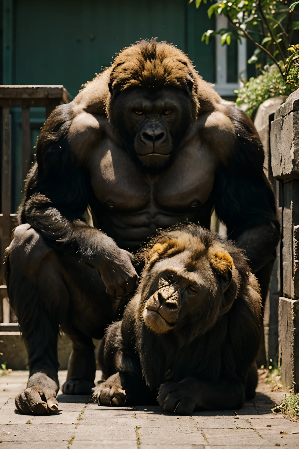 Lion killed gorilla