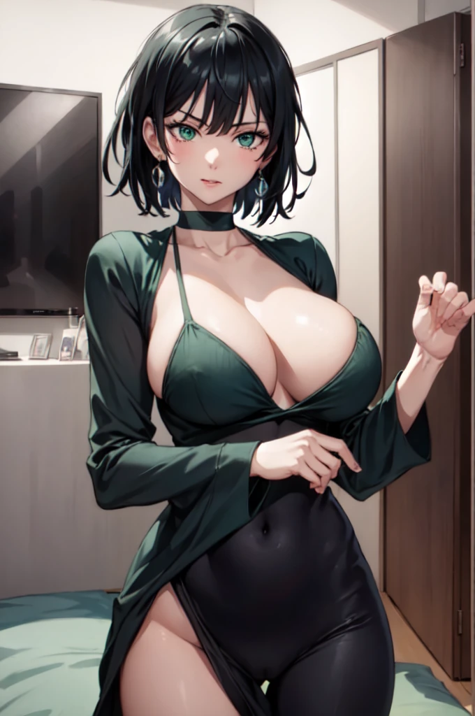 fubuki, fubuki, Black Hair, Green Eyes, short hair, (Large Breasts:1.2), good, panties, black good, black panties, Portrait Shot, Upper Body Shot, Face Focus, Close-up shot, only Upper Body Shot, break indoors, office, break looking at viewer, break (masterpiece:1.2), Highest quality, High resolution, unity 8k wallpaper, (figure:0.8), (Beautiful attention to detail:1.6), Highly detailed face, Perfect lighting, Highly detailed CG, (Perfect hands, Perfect Anatomy), A proud smile