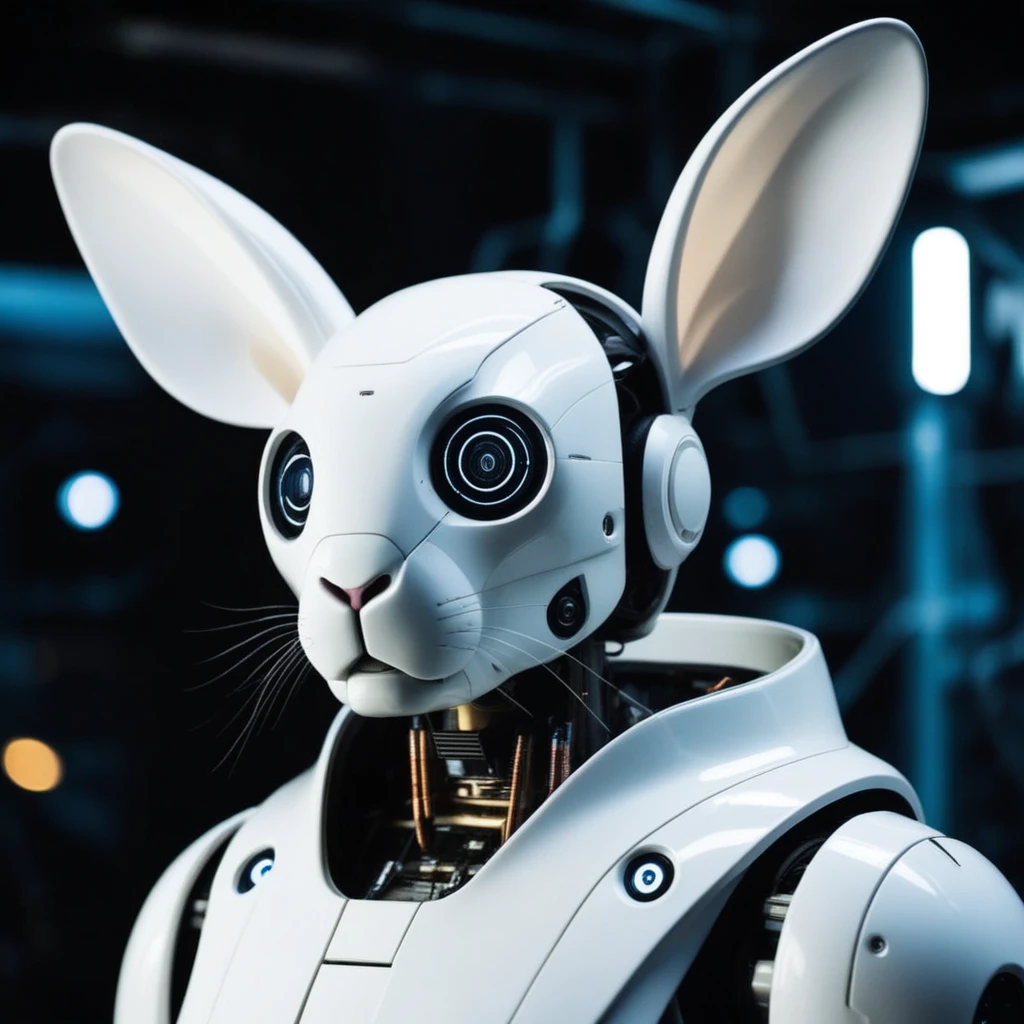 white robot with rabbit ears