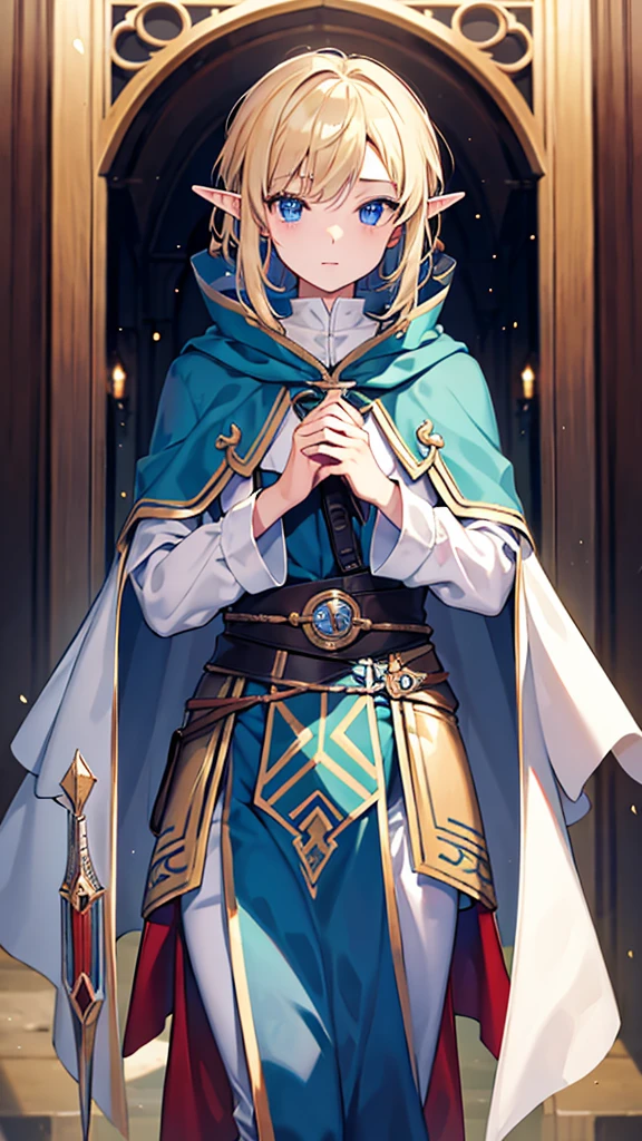 (masterpiece, best quality) 1boy, elf, noble, cloak