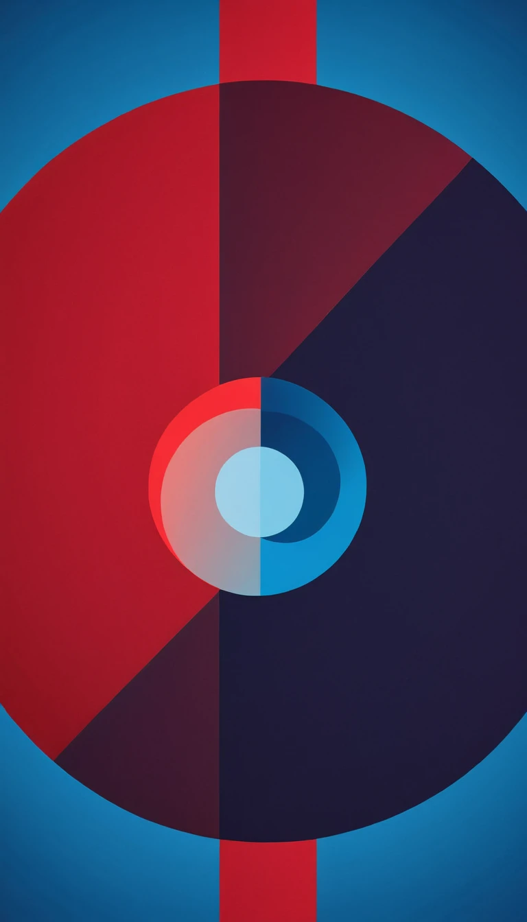Red background，Blue circle，geometry，Vector Art