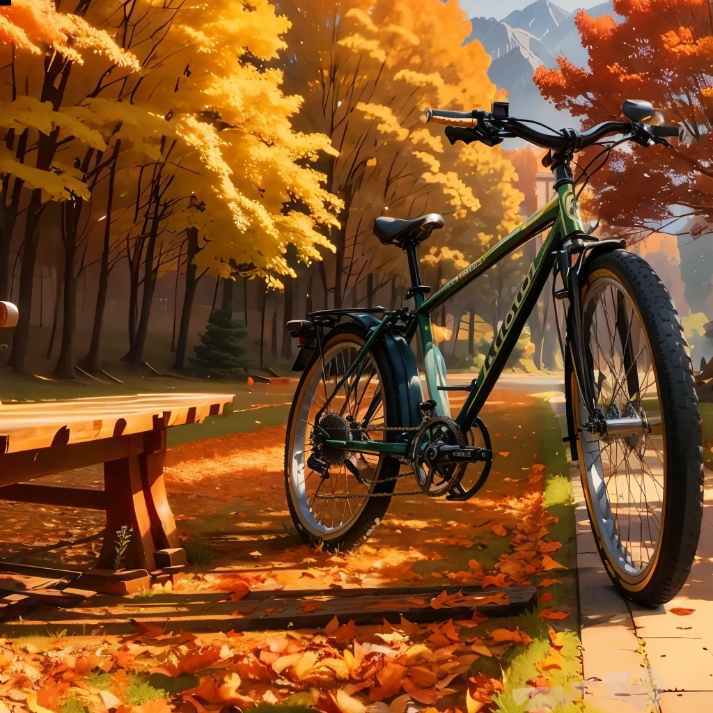 Bike in the sun,shadow of a bicycle