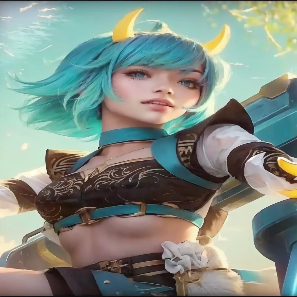 A girl with short blue hair