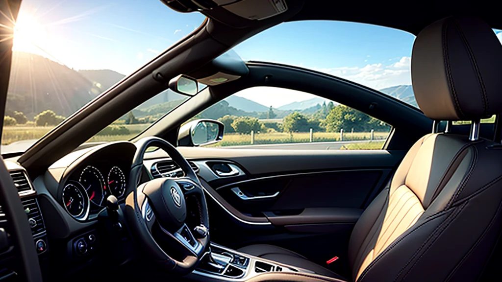 Very bright sunlight，Through the front and side windshields of the car，Shine into the car，Heat up the car