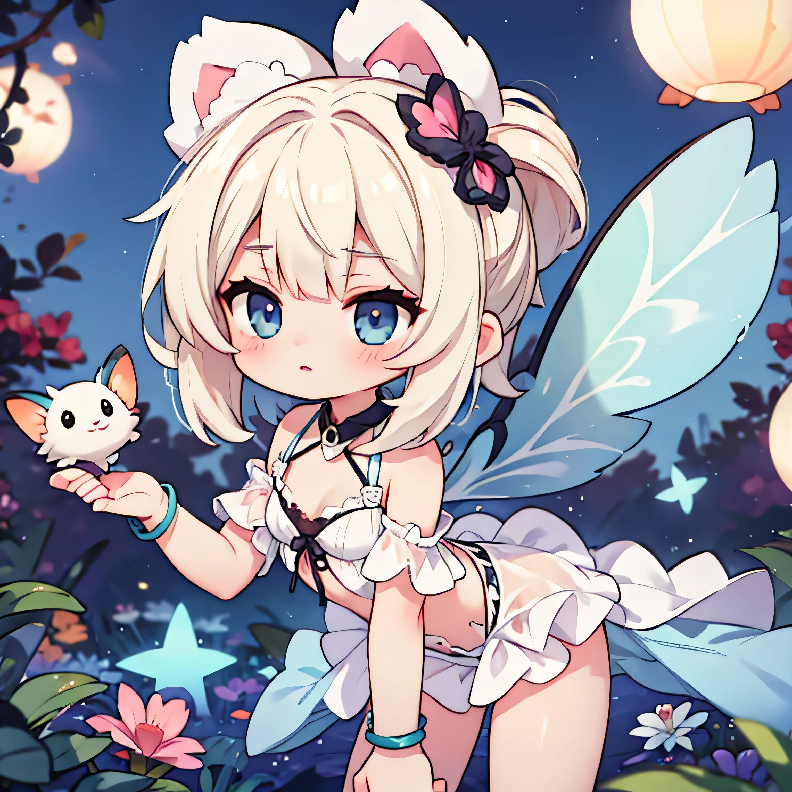 chibi, sexy fairy,night, neon,