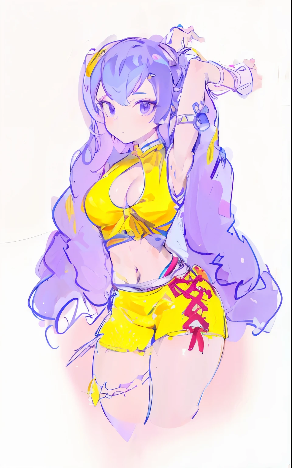 Undertale,Fresh,age Girl,Sexy,Top of crop,Hot Pants,Wrap the thighs,livestock,Full body standing,Seductive pose,Purple long wavy hair,big eyes,model,lust