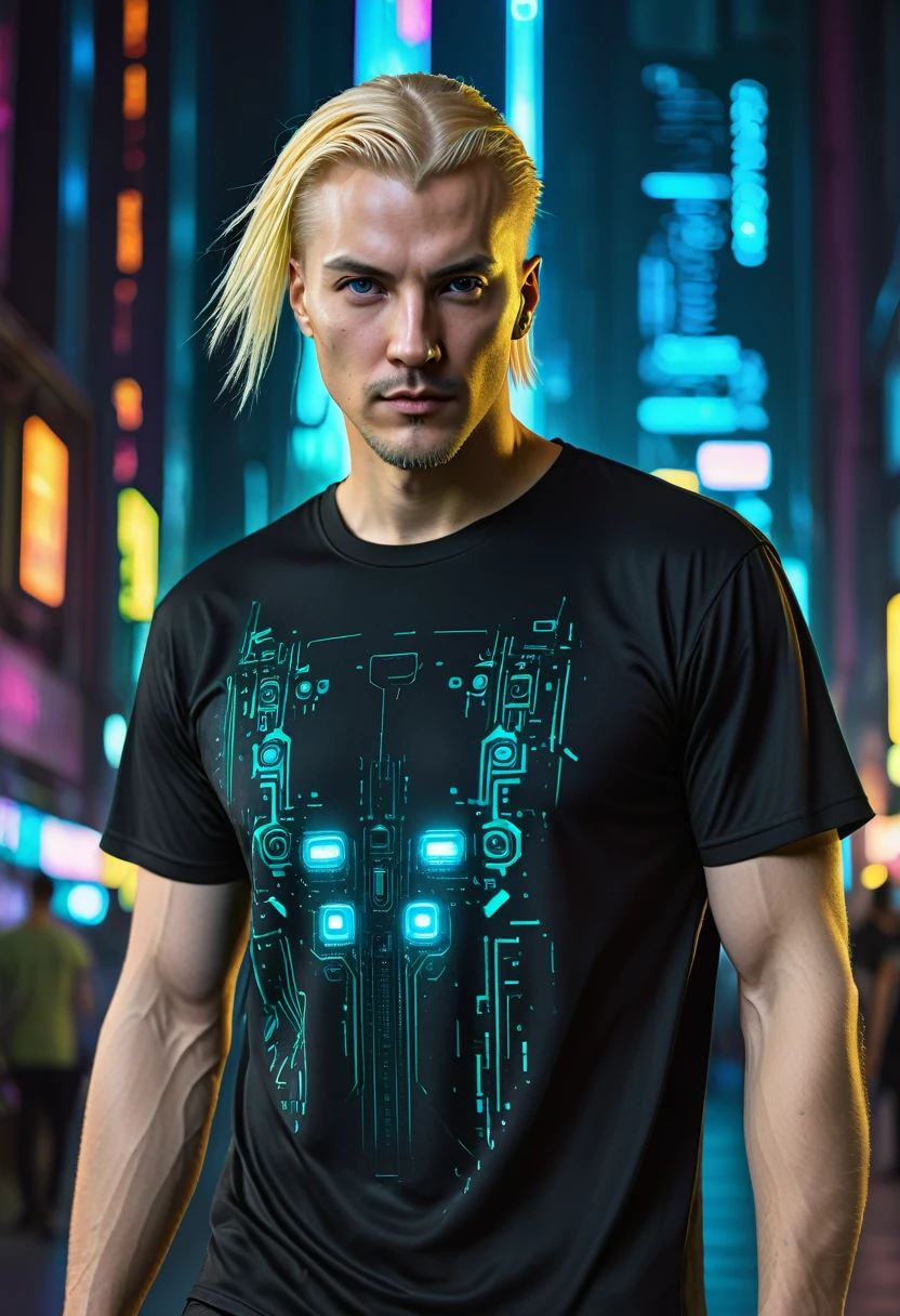 Matrix cyberpunk shirt blond man 