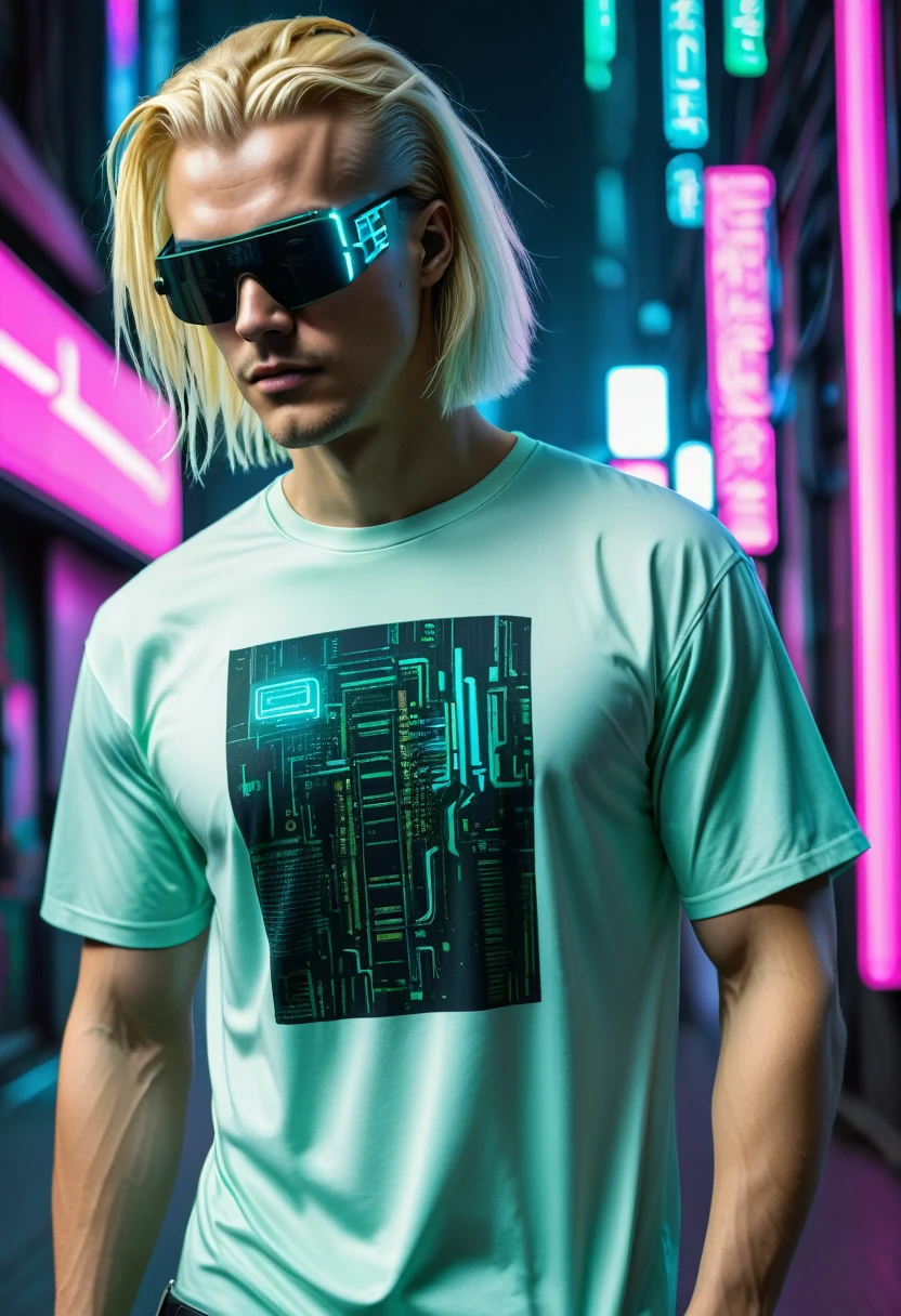 Matrix cyberpunk shirt blond man