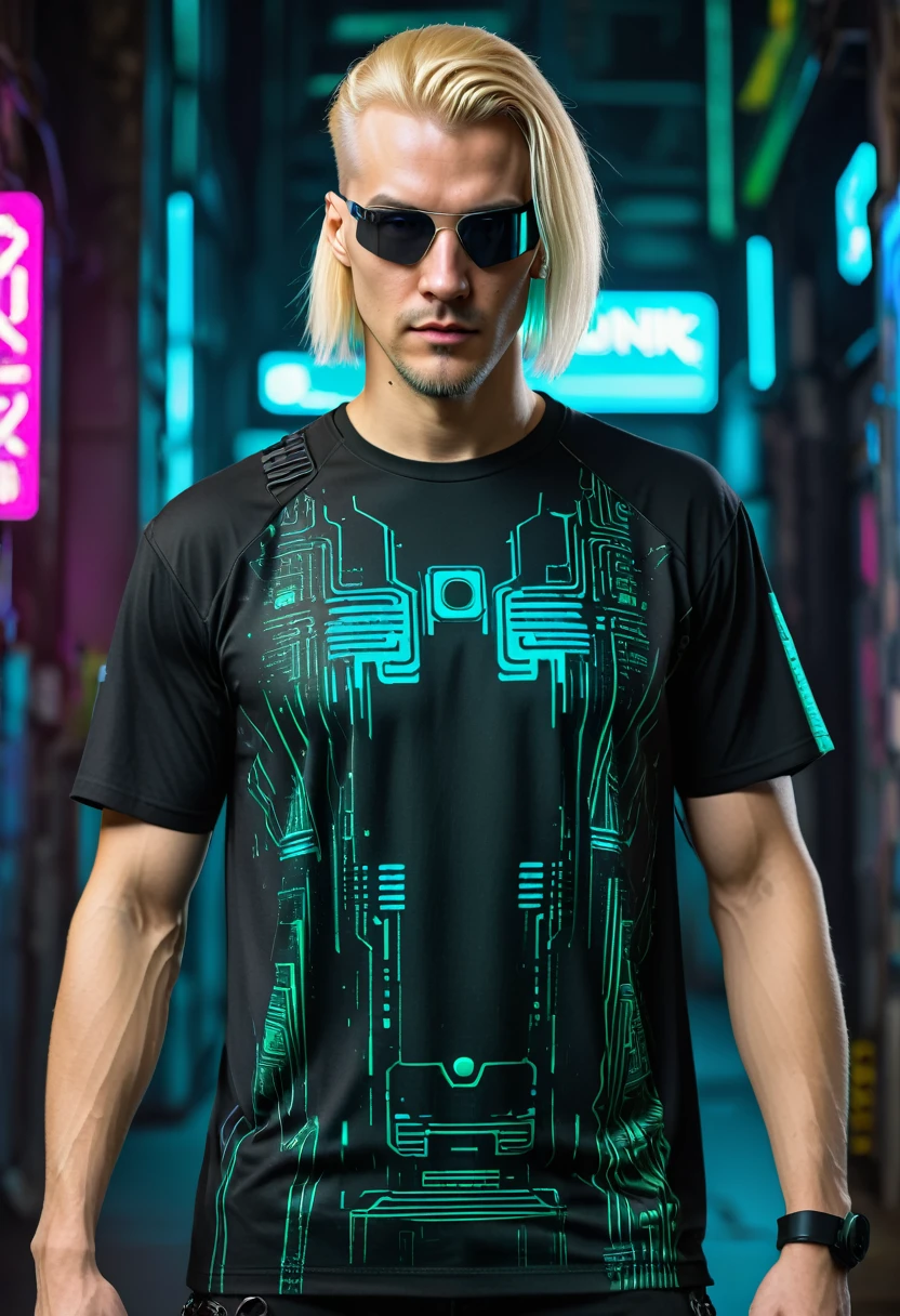 Matrix cyberpunk shirt blond man