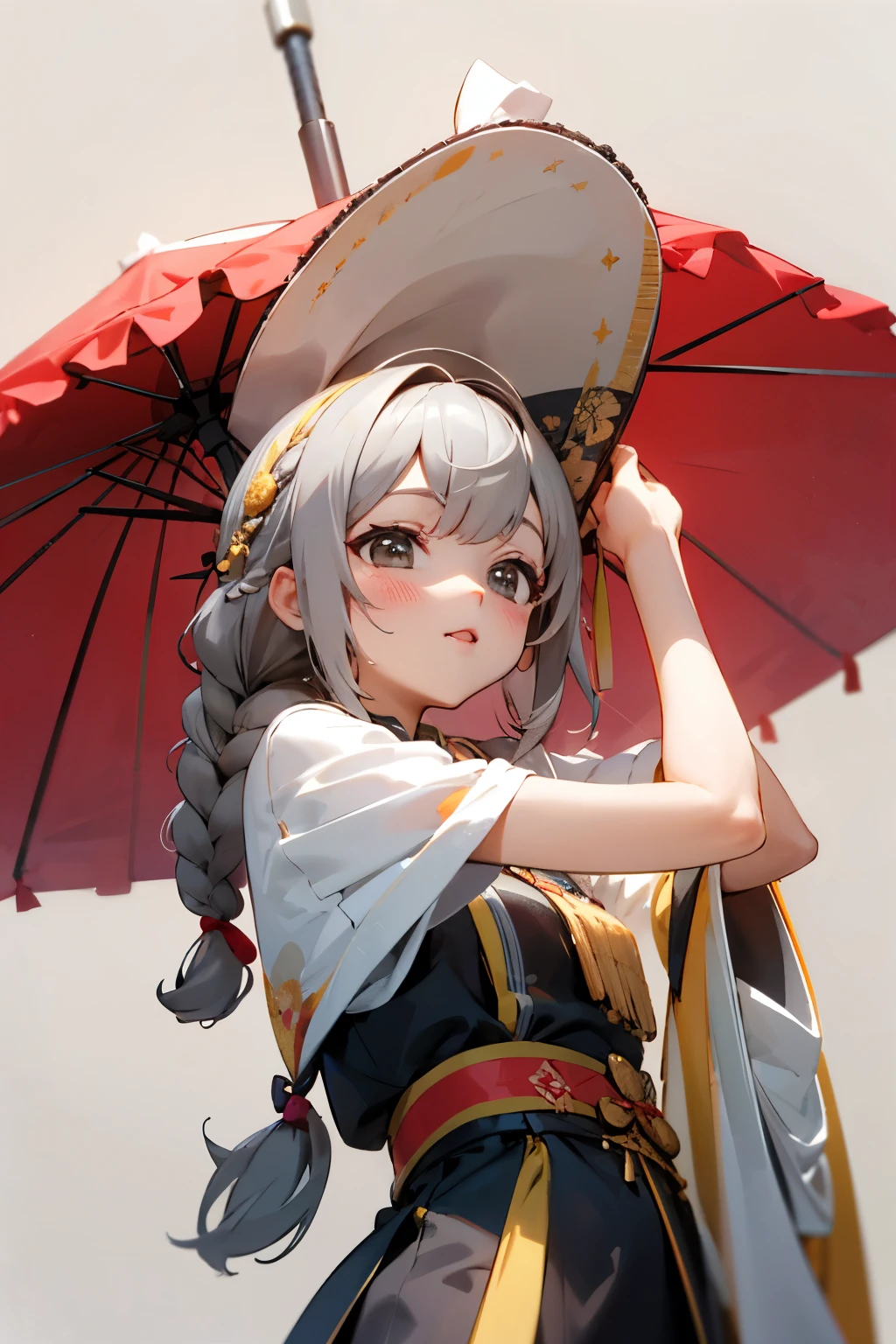 (No background), ((cute)), (Gray Hair), (Braid), , festival