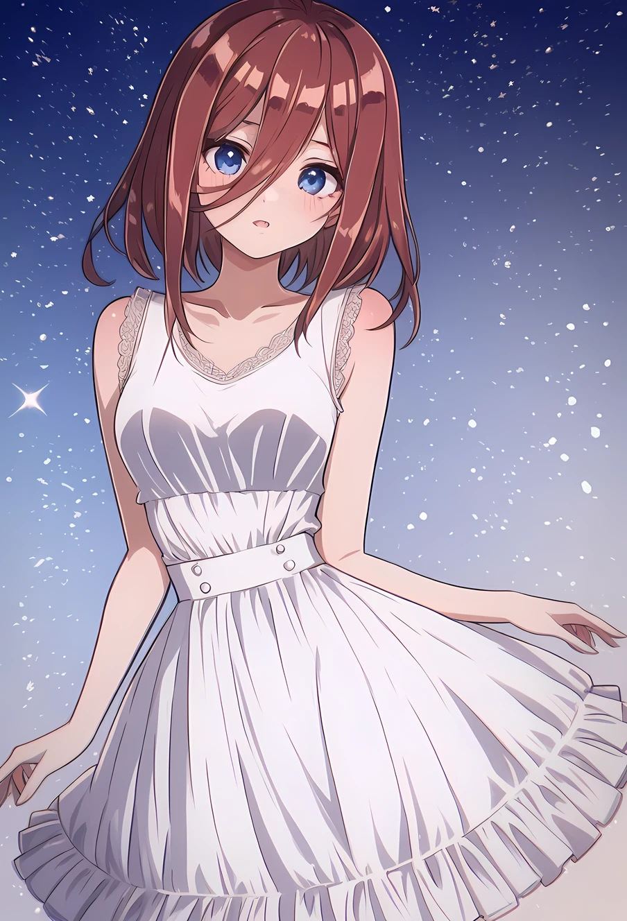 Eyes, pretty blue eyes, sweet, calm, score_9, score_8_up, score_7_up, score_6_up, source anime, akihcipnxl, (1 girl) Sfw, Miku nakano,  a cute face, aamiku, Nakano Miku from The Quintessential Quintuplets, Miku Nakano, masterpiece, 4k, ultradetailed, cowboy shot, nakano Miku, sparkling eyes, 