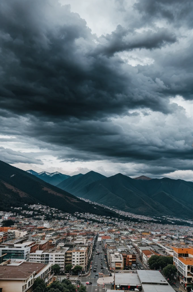 Black cloudy weather in hills place to visit