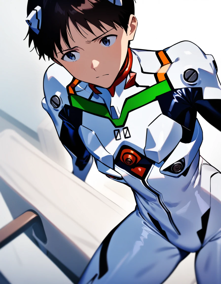 masterpiece, best quality, very aesthetic, absurdres,1boy, male focus, ikari shinji, neon genesis evangelion,plugsuit, pilot suit,