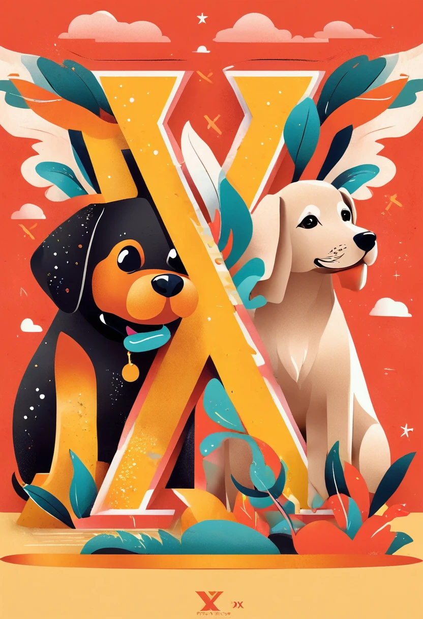 Poster with the letter X and a dog