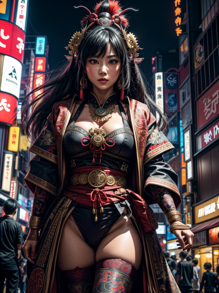 (masterpiece, cinematic photograph capturing the bustling streets of Shibuya, Japan, adorned with a procession of "oni" - traditional Japanese demons, parading through the night under the gaze of the intrigued crowd:1.3), (meticulously composed to convey the dynamic energy of the scene and the mystique of the "oni" creatures:1.2), (the intricate details of the "oni" costumes and the expressions of the people in the crowd adding depth to the visual narrative:1.1), (meticulous attention given to the neon-lit surroundings and the vivid contrast between the "oni" and the modern cityscape:1.1), (the chosen camera, a Canon EOS 5D Mark IV, renowned for its low-light performance, effectively capturing the vibrant atmosphere of the scene:1.1), (paired with a Canon EF 24-70mm f/2.8L II USM lens, allowing for versatility and sharpness in the wide-angle composition:1.1), (a portrayal that evokes a sense of enchantment and cultural fusion in the heart of a bustling city:1.1), (an image that invites viewers to immerse themselves in the urban fantasy and explore the intersection of tradition and modernity:1.1), (an artwork that encapsulates the vibrant nightlife of Shibuya and the captivating allure of the "oni" parade:1.1), (an invitation to witness a unique blend of myth and reality, captured in a cinematic frame:1.1), (a photographic journey that transports the audience to the lively streets of Tokyo's most iconic district:1.1)), Cinematic, Hyper-detailed, insane details, Beautifully color graded, Unreal Engine, DOF, Super-Resolution, Megapixel, Cinematic Lightning, Anti-Aliasing, FKAA, TXAA, RTX, SSAO, Post Processing, Post Production, Tone Mapping, CGI, VFX, SFX, Insanely detailed and intricate, Hyper maximalist, Hyper realistic, Volumetric, Photorealistic, ultra photoreal, ultra-detailed, intricate details, Super detailed, Full color, Volumetric lightning, HDR, Realistic, Unreal Engine, 16K, Sharp focus, Octane render