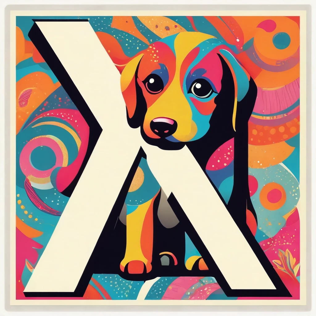 Poster with the letter X and a dog