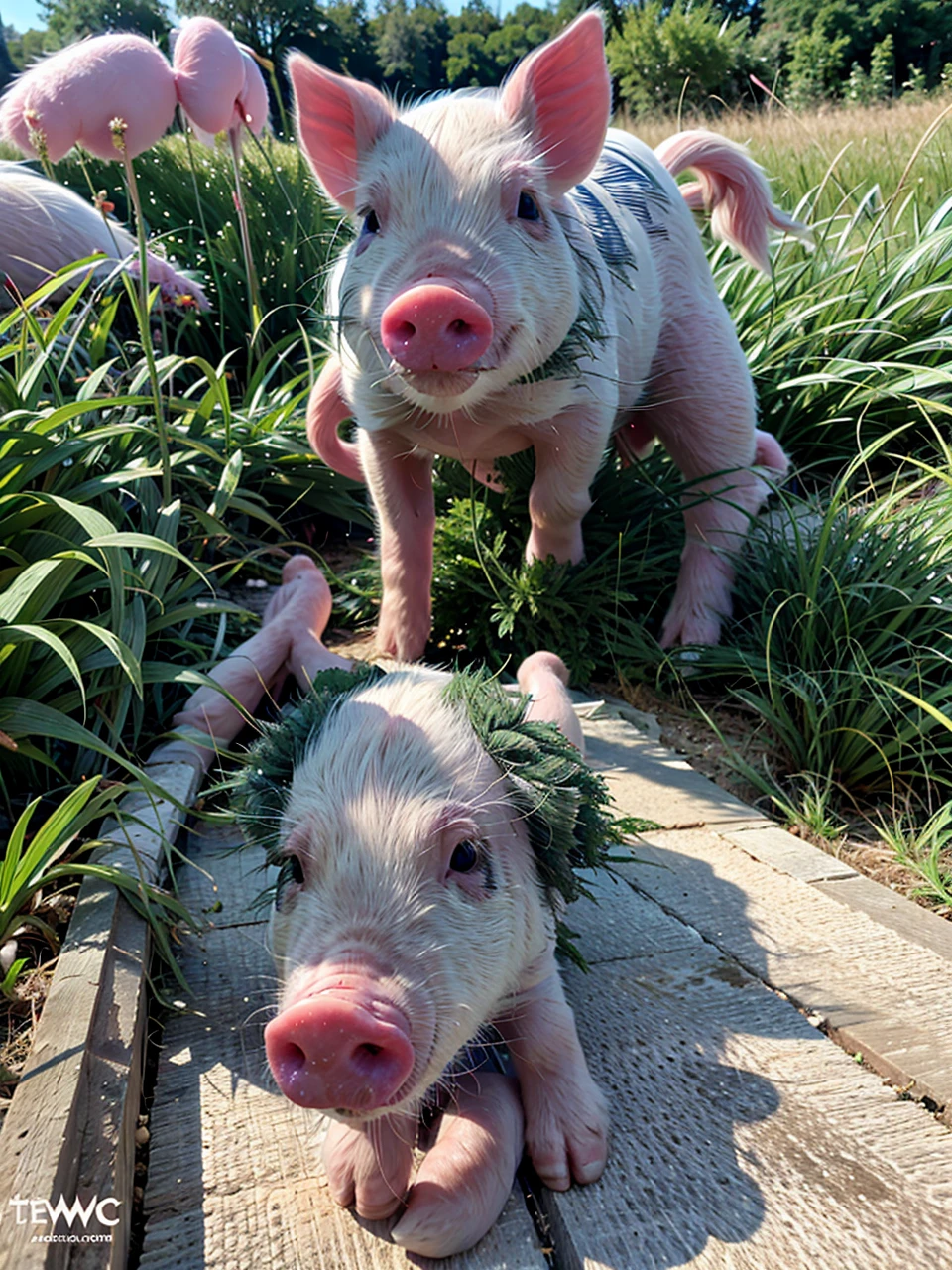 a pink pig on the grass,  ultimatepinkpig