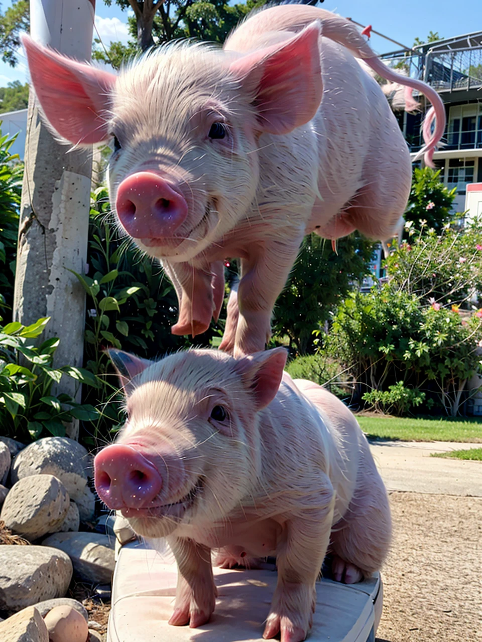 a pink pig on the grass,  ultimatepinkpig