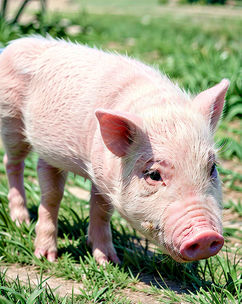 a pink pig on the grass, ultimatepinkpig