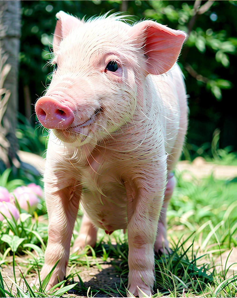 a pink pig on the grass, ultimatepinkpig